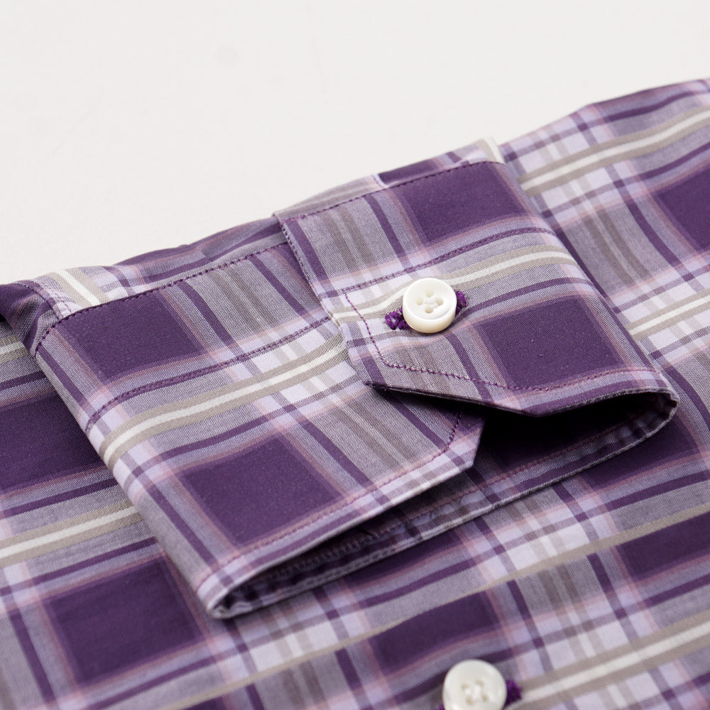 Mattabisch Cotton Shirt in Plum Purple Check - Top Shelf Apparel