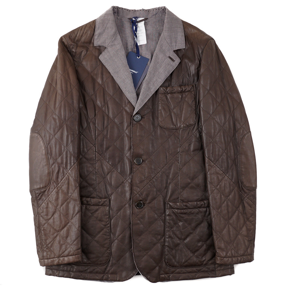 Mandelli Quilted Brown Leather Jacket - Top Shelf Apparel