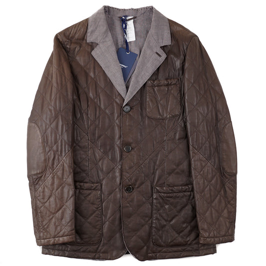 Mandelli Quilted Brown Leather Jacket - Top Shelf Apparel