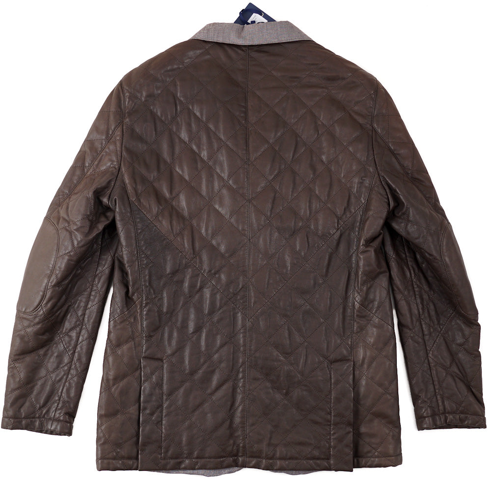 Mandelli Quilted Brown Leather Jacket - Top Shelf Apparel