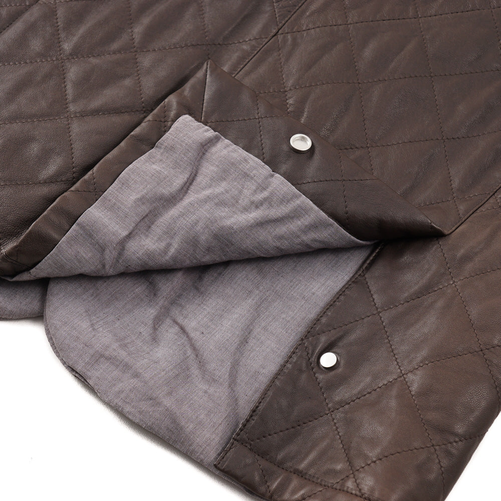 Mandelli Quilted Brown Leather Jacket - Top Shelf Apparel