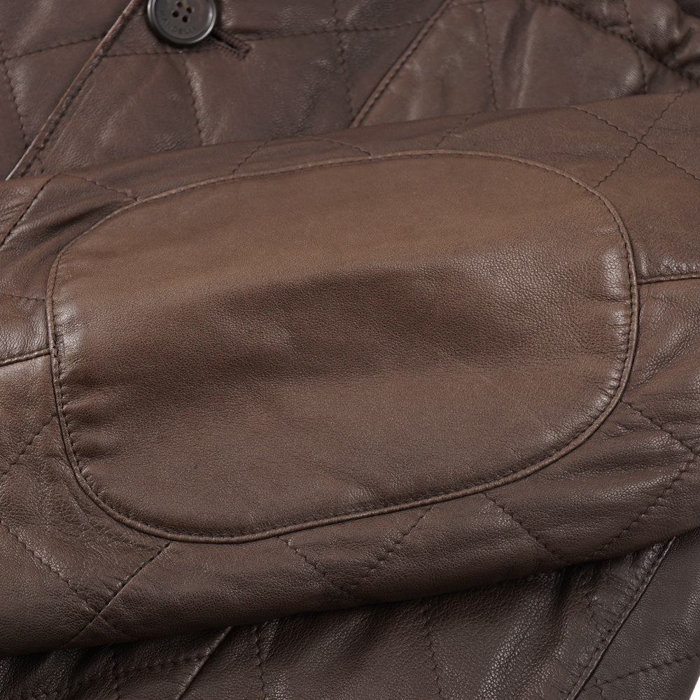 Mandelli Quilted Brown Leather Jacket - Top Shelf Apparel