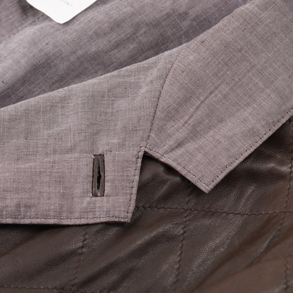 Mandelli Quilted Brown Leather Jacket - Top Shelf Apparel