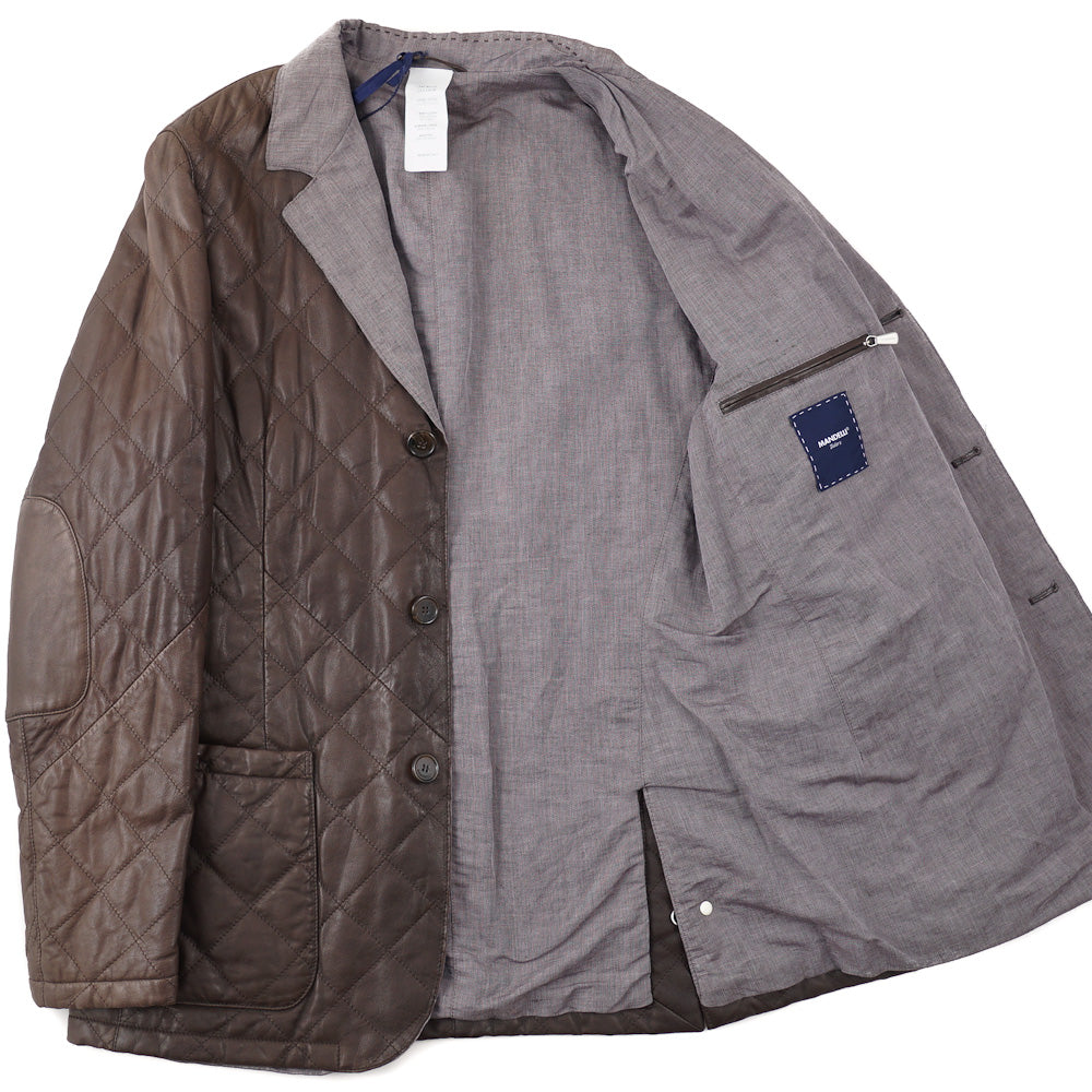 Mandelli Quilted Brown Leather Jacket - Top Shelf Apparel