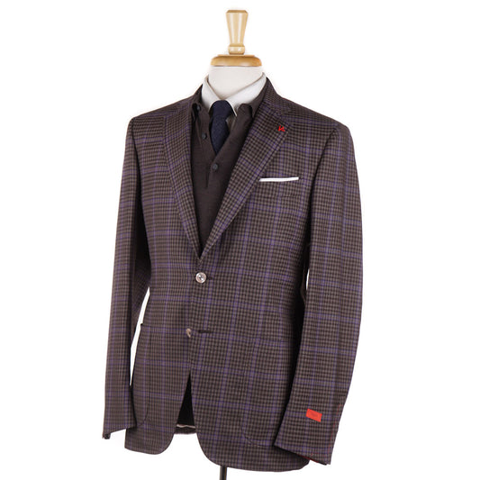 Isaia Brown and Violet Check 140s Wool Sport Coat - Top Shelf Apparel