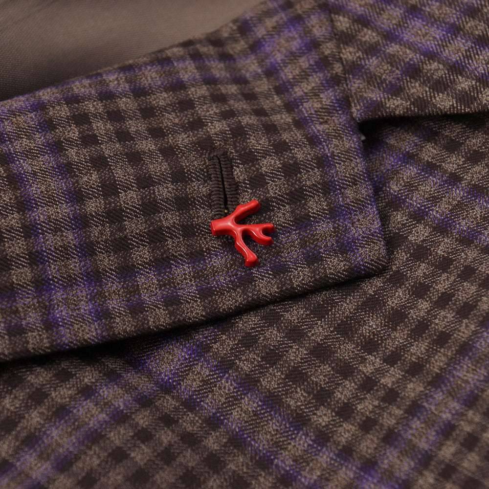 Isaia Brown and Violet Check 140s Wool Sport Coat - Top Shelf Apparel