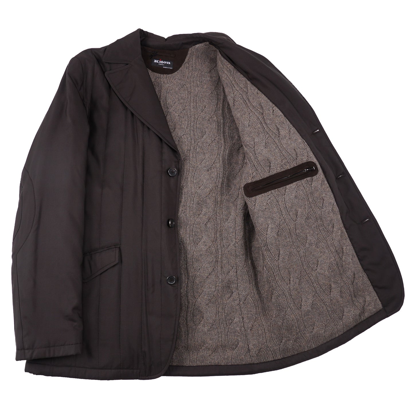 Kiton Quilted Jacket with Cable Knit Cashmere Lining - Top Shelf Apparel