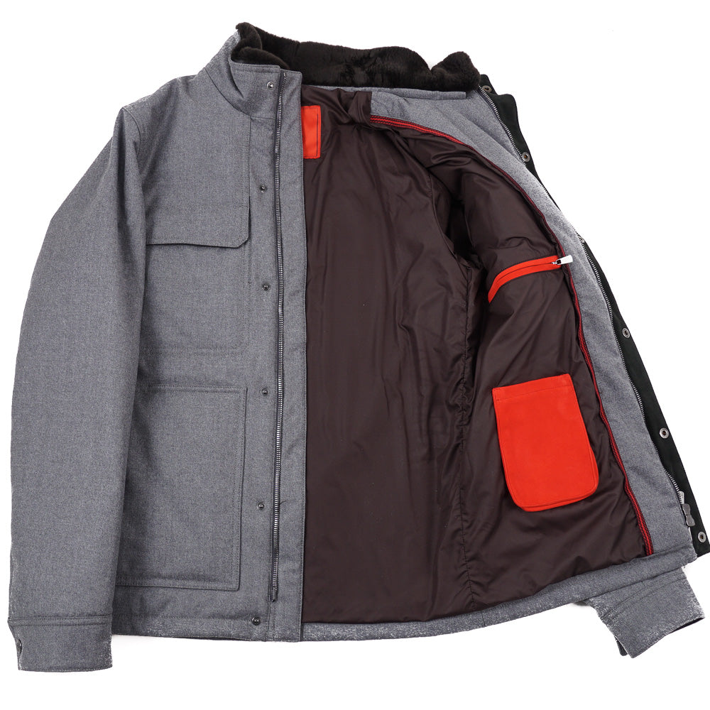 Isaia Wool Field Jacket with Fur Collar - Top Shelf Apparel