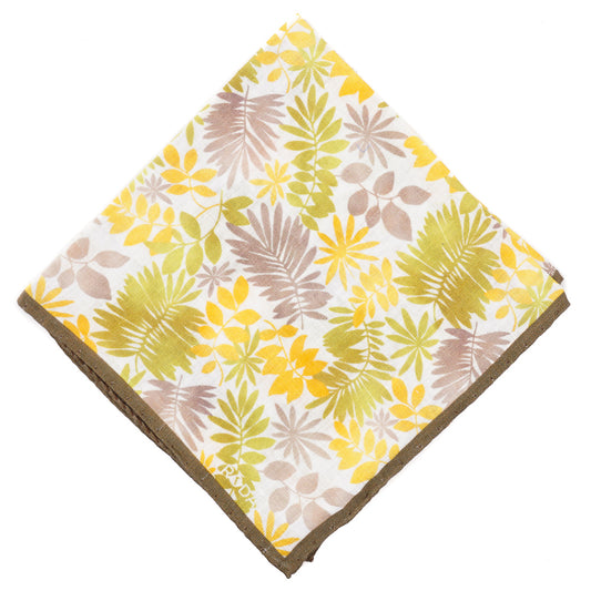 Roda Leaf Print Linen Pocket Square - Top Shelf Apparel
