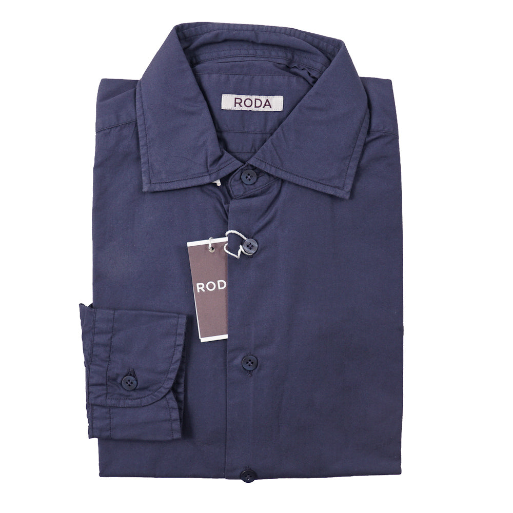 Roda Slim-Fit Navy Blue Cotton Shirt - Top Shelf Apparel