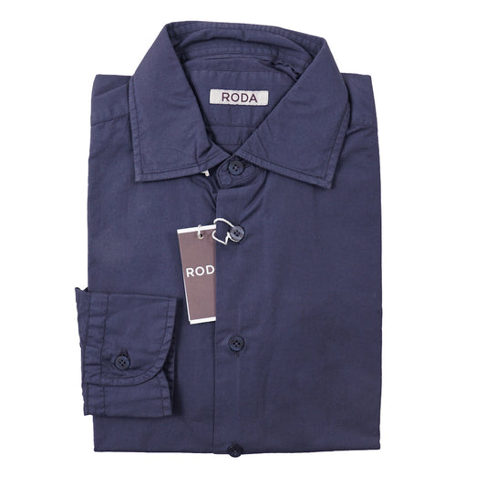 Roda Slim-Fit Navy Blue Cotton Shirt - Top Shelf Apparel