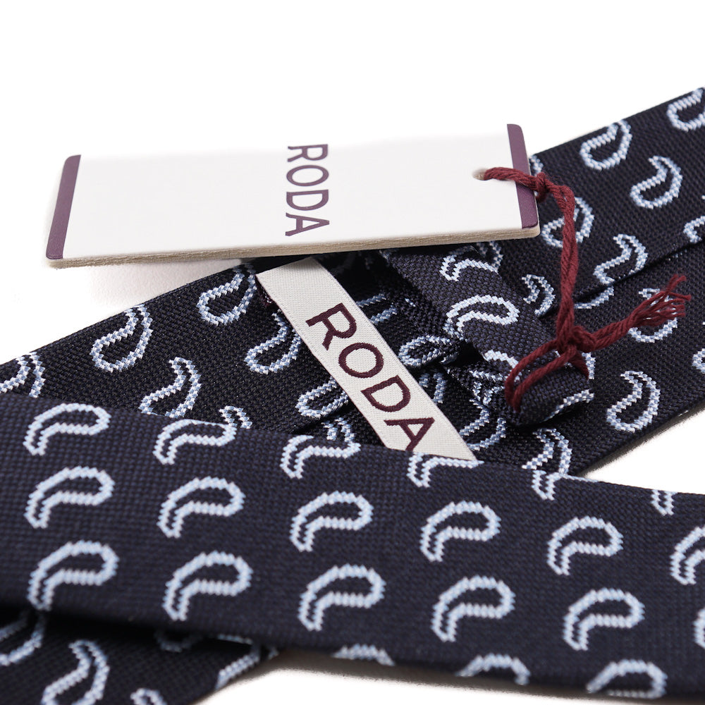 Roda Navy Blue Paisley Woven Silk Tie - Top Shelf Apparel