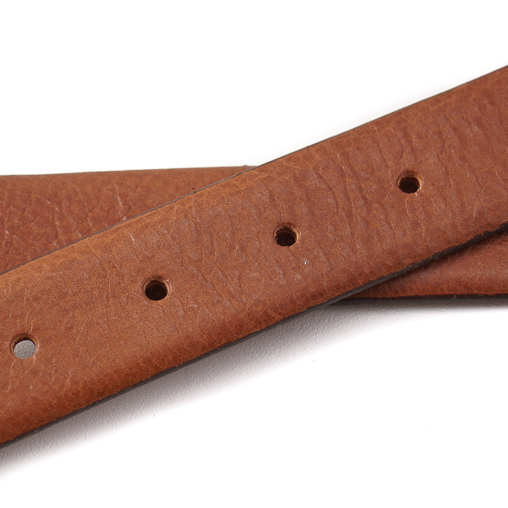 Santoni Medium Brown Leather Belt with Gold Buckle - Top Shelf Apparel