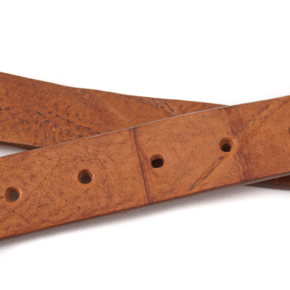 Santoni Distressed Brown Leather Belt with Gold Buckle - Top Shelf Apparel
