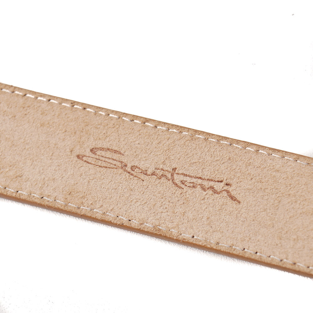 Santoni Natural Tan Leather Belt with Gold Buckle - Top Shelf Apparel