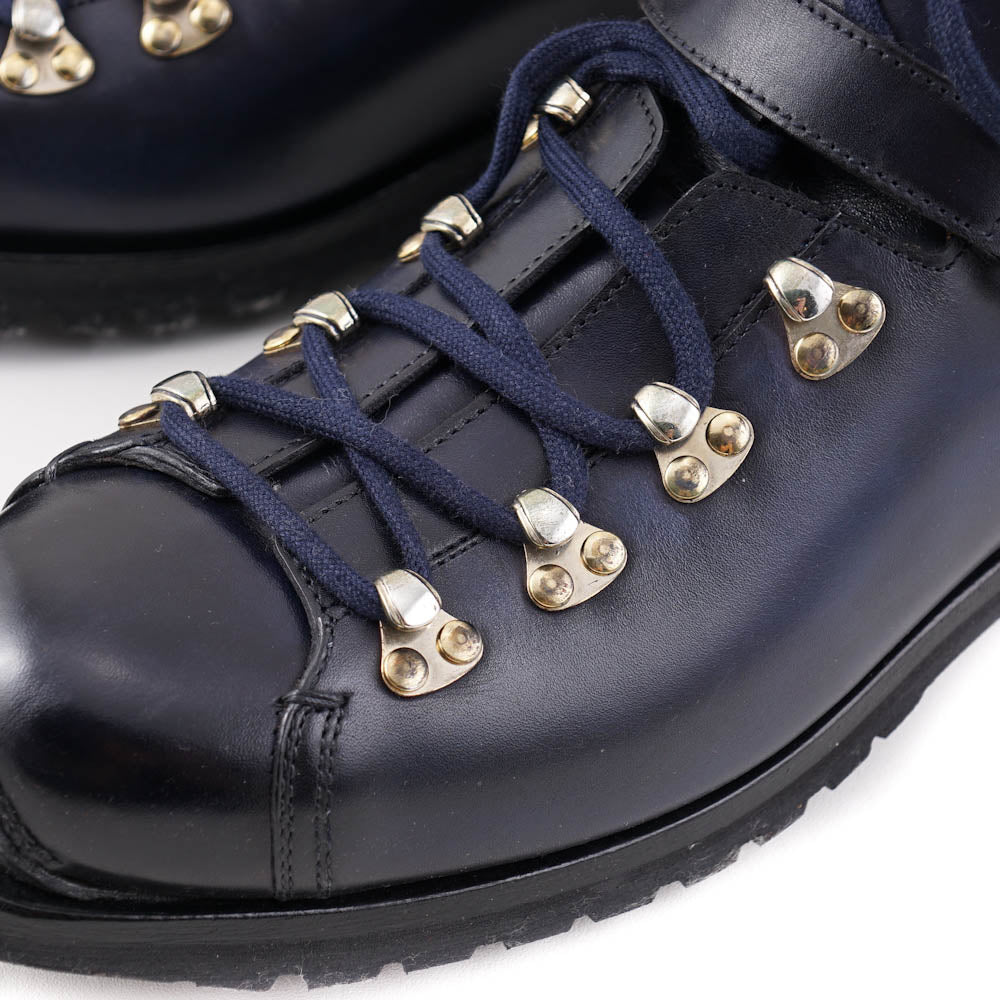 Santoni Calf Leather Hiking Boots in Navy Blue - Top Shelf Apparel