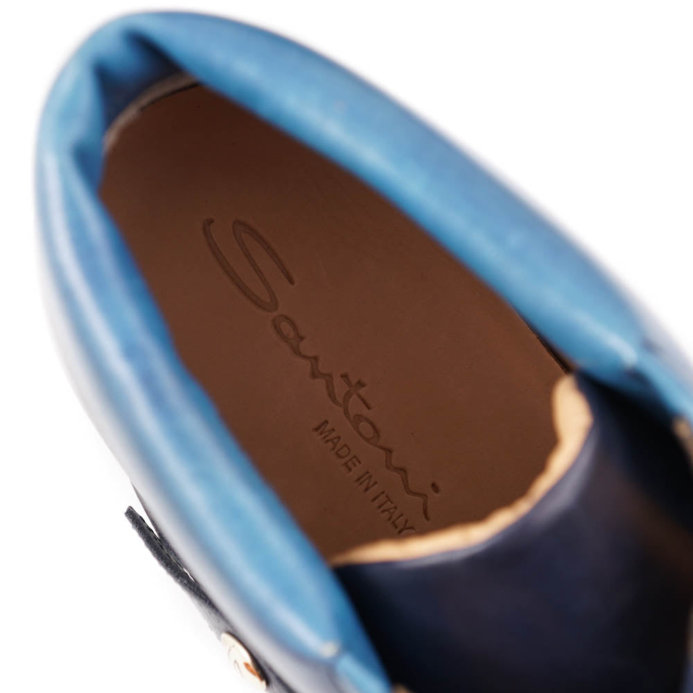 Santoni Calf Leather Hiking Boots in Navy Blue - Top Shelf Apparel