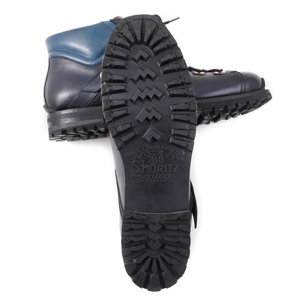 Santoni Calf Leather Hiking Boots in Navy Blue - Top Shelf Apparel