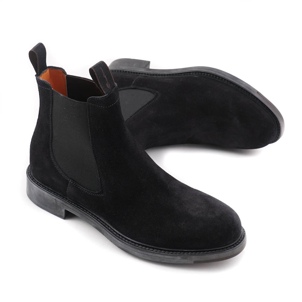 Santoni Chelsea Boot in Black Suede - Top Shelf Apparel