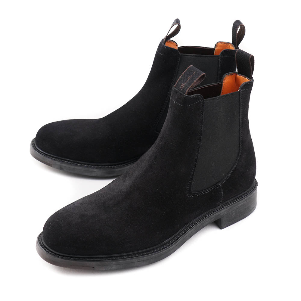 Santoni Chelsea Boot in Black Suede - Top Shelf Apparel