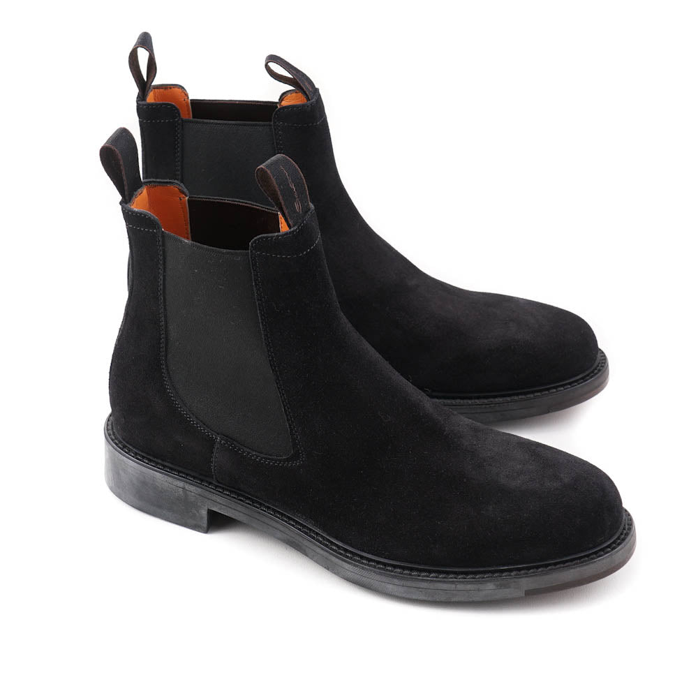 Santoni Chelsea Boot in Black Suede - Top Shelf Apparel