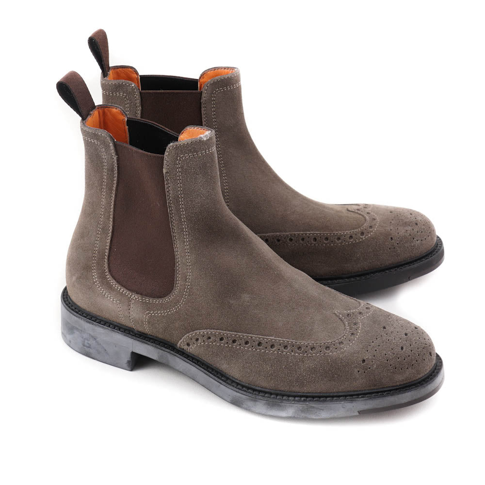 Santoni Wingtip Boot in Taupe Suede - Top Shelf Apparel