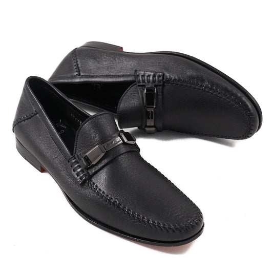 Santoni Soft Leather Loafers in Black - Top Shelf Apparel