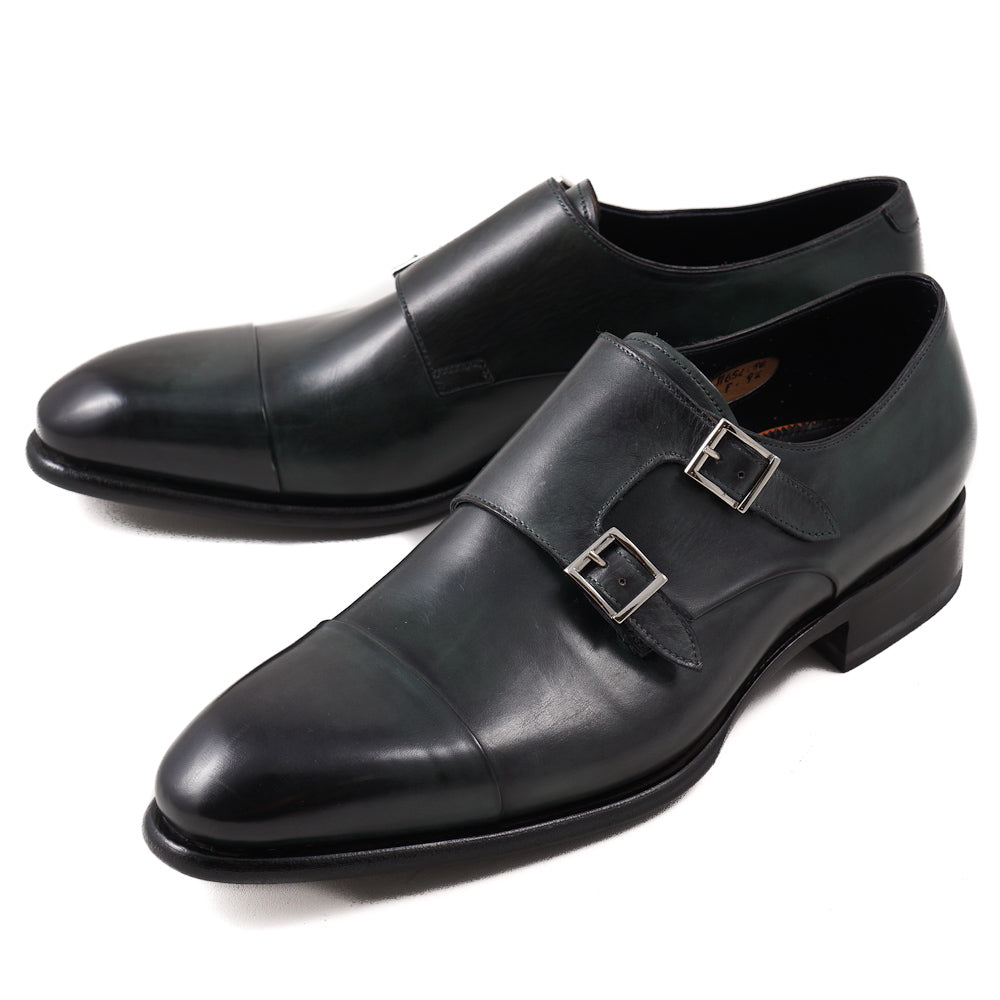 Santoni Double-Buckle Monk Strap in Dark Green - Top Shelf Apparel