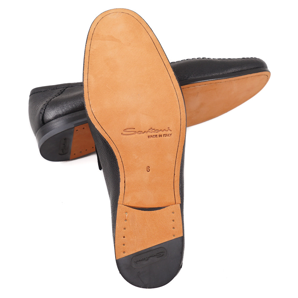 Santoni Soft Leather Loafers in Black - Top Shelf Apparel
