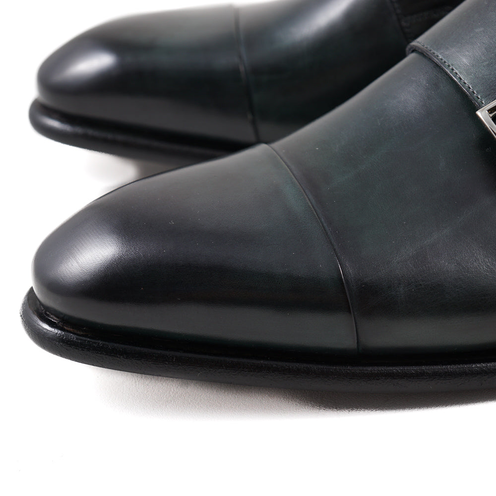Santoni Double-Buckle Monk Strap in Dark Green - Top Shelf Apparel
