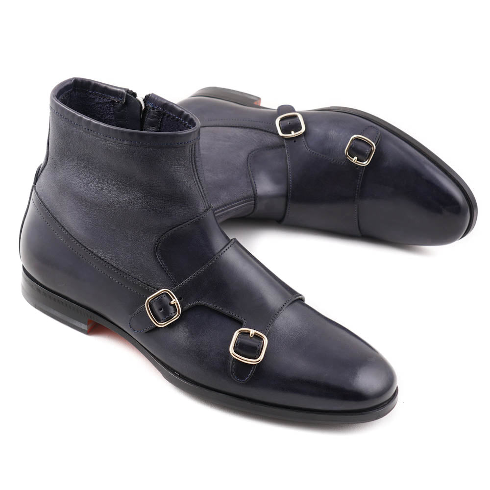 Santoni Monk Strap Boots in Slate Gray - Top Shelf Apparel