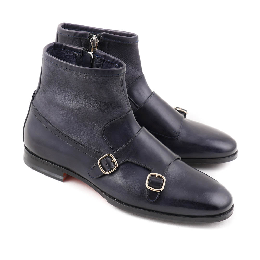 Santoni Monk Strap Boots in Slate Gray - Top Shelf Apparel