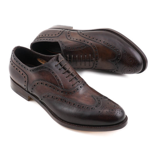 Santoni Wingtip Brogue in Antiqued Brown - Top Shelf Apparel