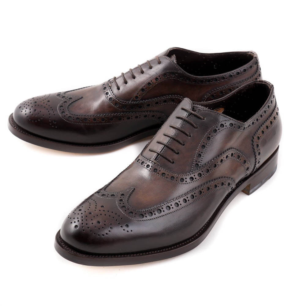Santoni Wingtip Brogue in Antiqued Brown - Top Shelf Apparel
