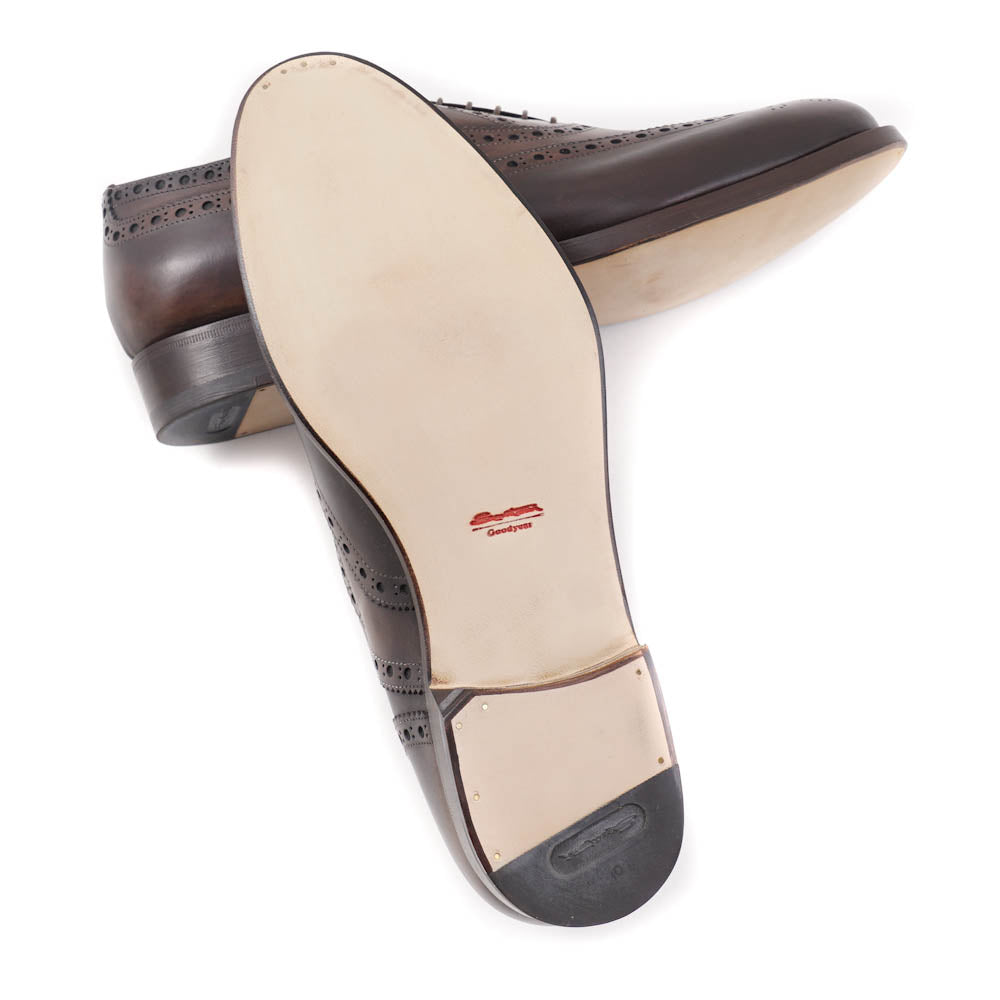 Santoni Wingtip Brogue in Antiqued Brown - Top Shelf Apparel