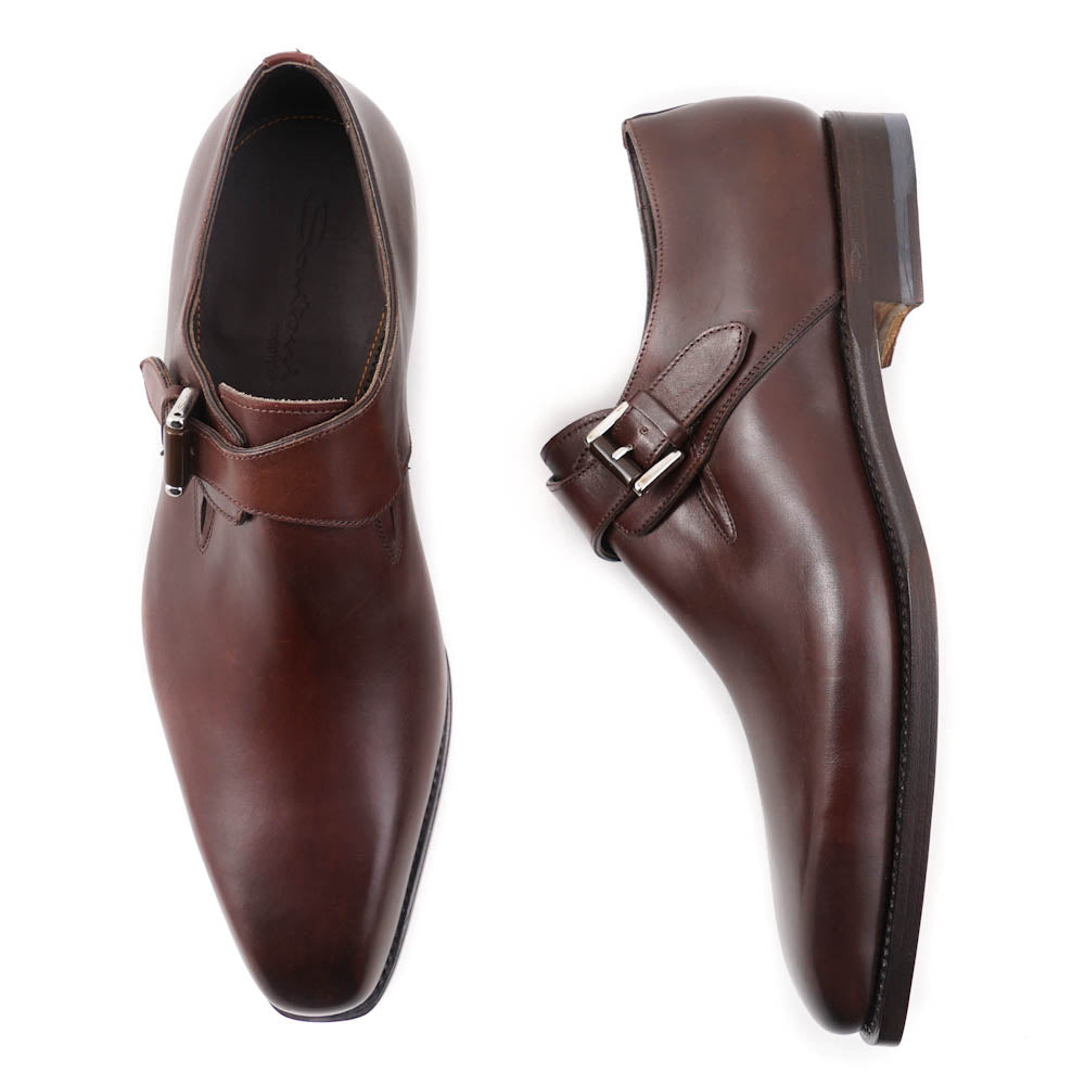 Santoni Single-Buckle Monk Strap in Brown - Top Shelf Apparel