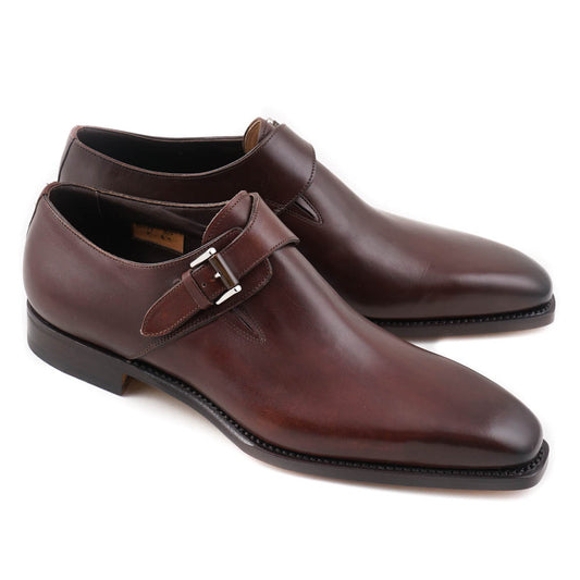 Santoni Single-Buckle Monk Strap in Brown - Top Shelf Apparel