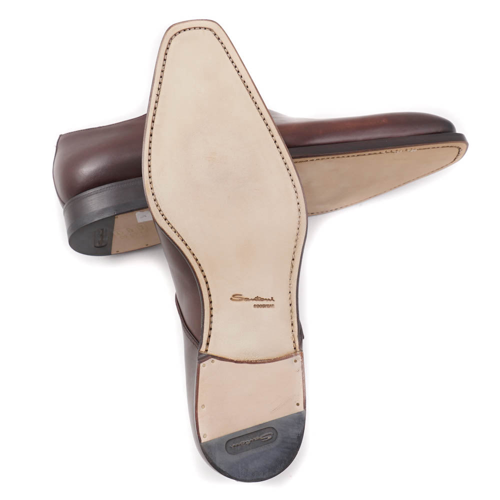 Santoni Single-Buckle Monk Strap in Brown - Top Shelf Apparel