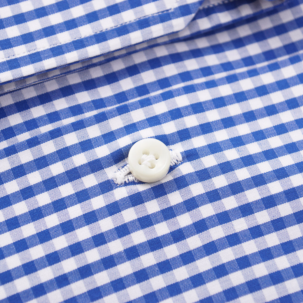 Sartorio Cotton Shirt in Blue Gingham Check - Top Shelf Apparel