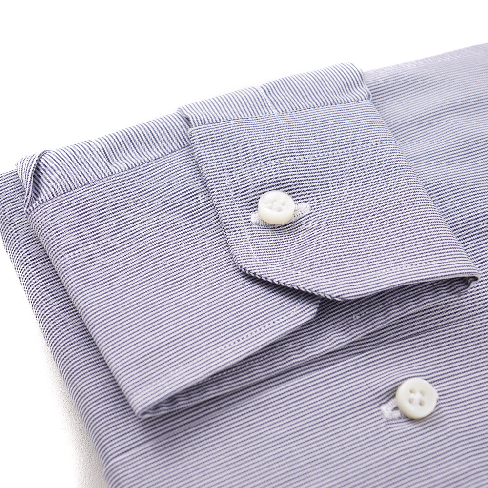 Sartorio Cotton Shirt in Navy Blue Micro Stripe - Top Shelf Apparel