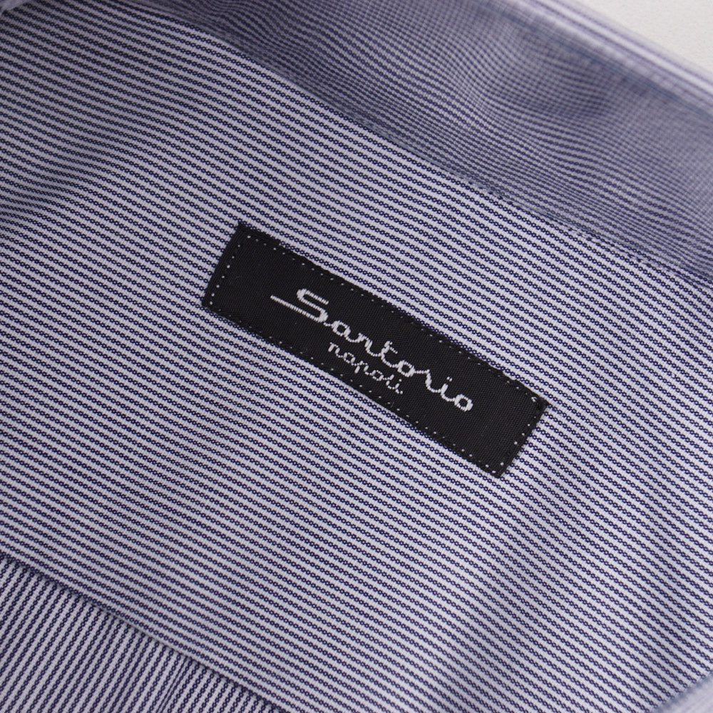 Sartorio Cotton Shirt in Navy Blue Micro Stripe - Top Shelf Apparel