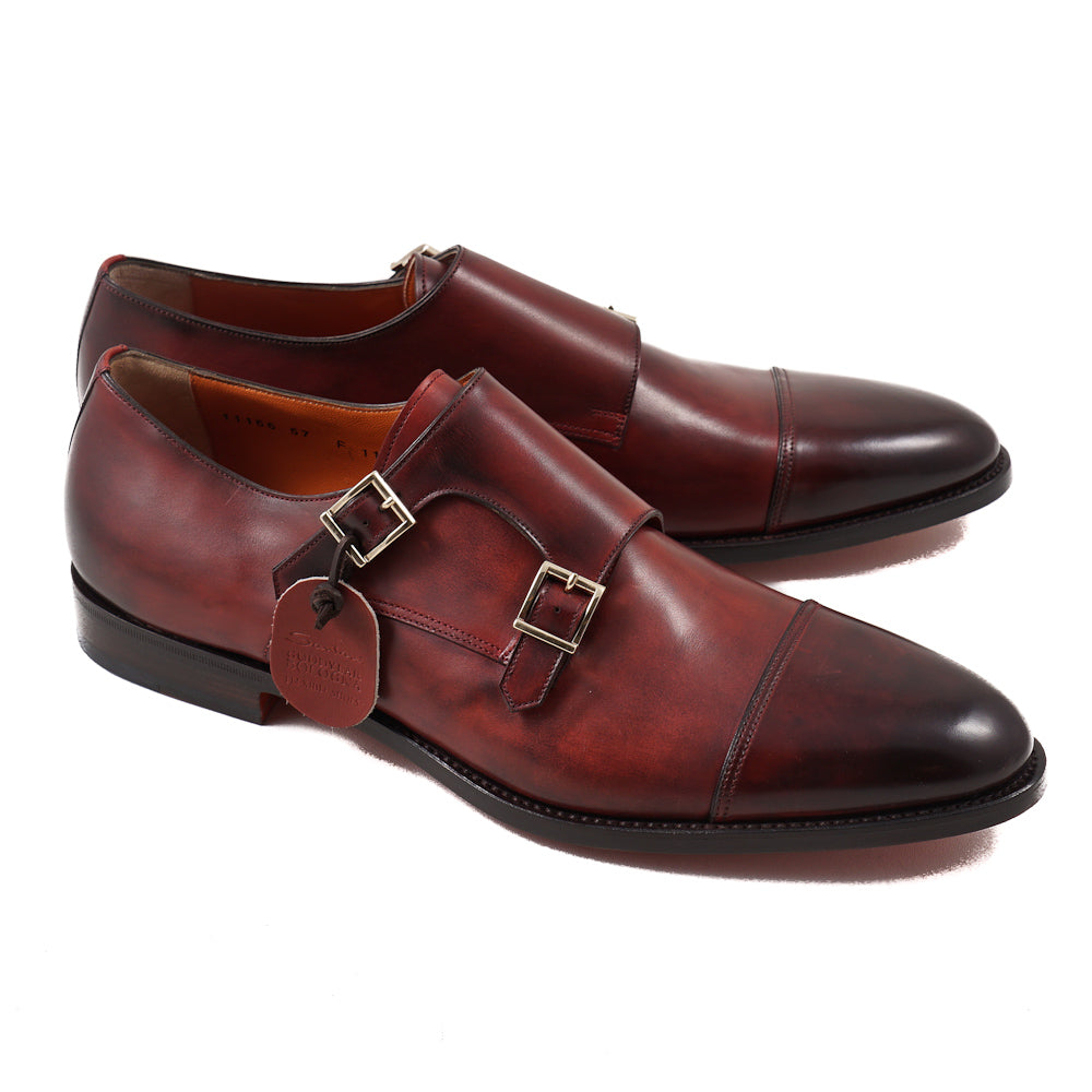 Santoni Red Double-Buckle Monk Strap - Top Shelf Apparel