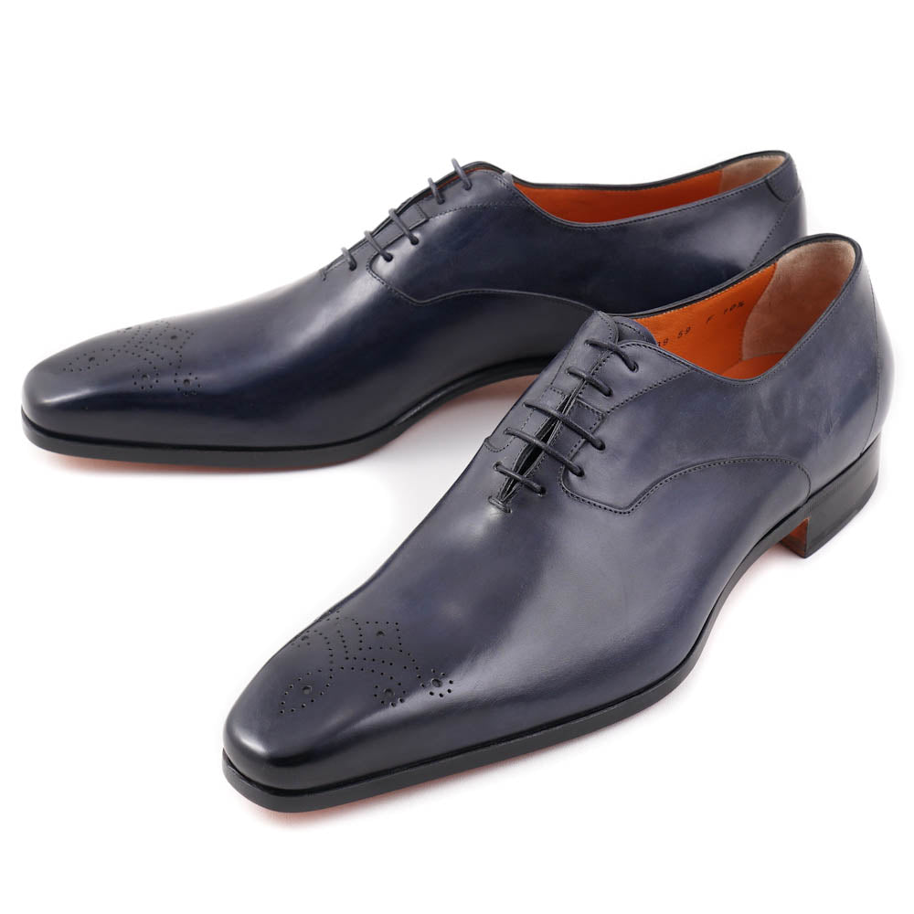 Santoni Medallion-Tip Oxford in Navy Blue - Top Shelf Apparel