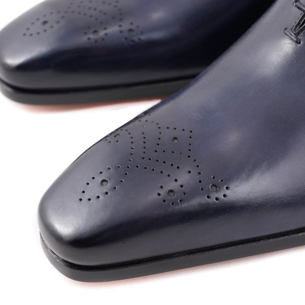 Santoni Medallion-Tip Oxford in Navy Blue - Top Shelf Apparel