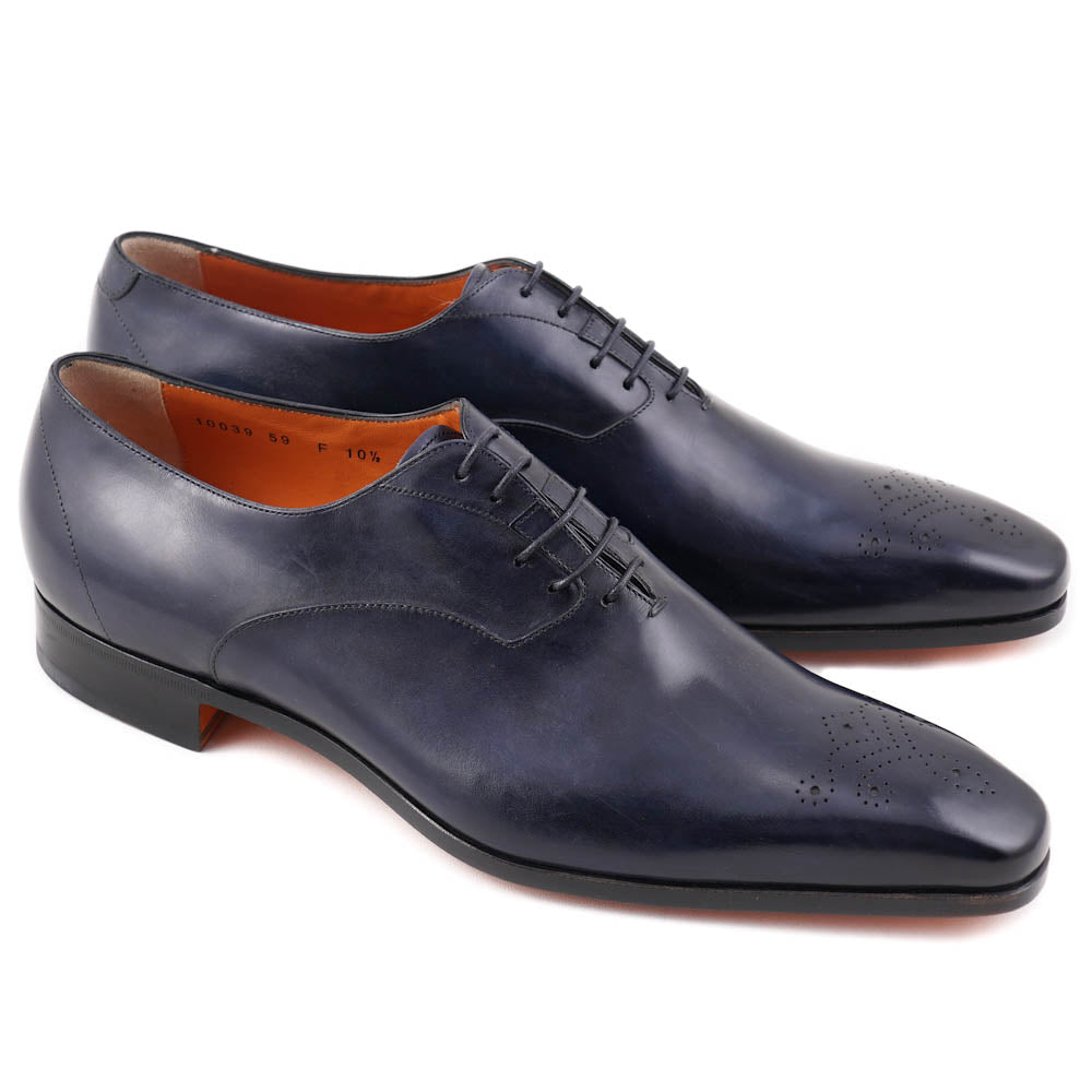 Santoni Medallion-Tip Oxford in Navy Blue - Top Shelf Apparel