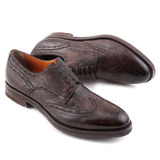 Santoni Wingtip Derby in Antiqued Brown - Top Shelf Apparel