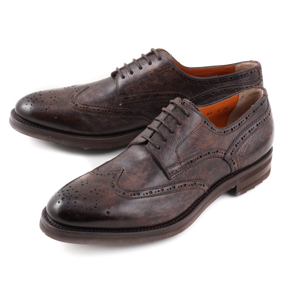Santoni Wingtip Derby in Antiqued Brown - Top Shelf Apparel