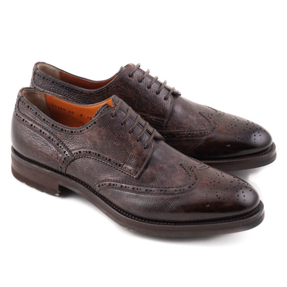 Santoni Wingtip Derby in Antiqued Brown - Top Shelf Apparel