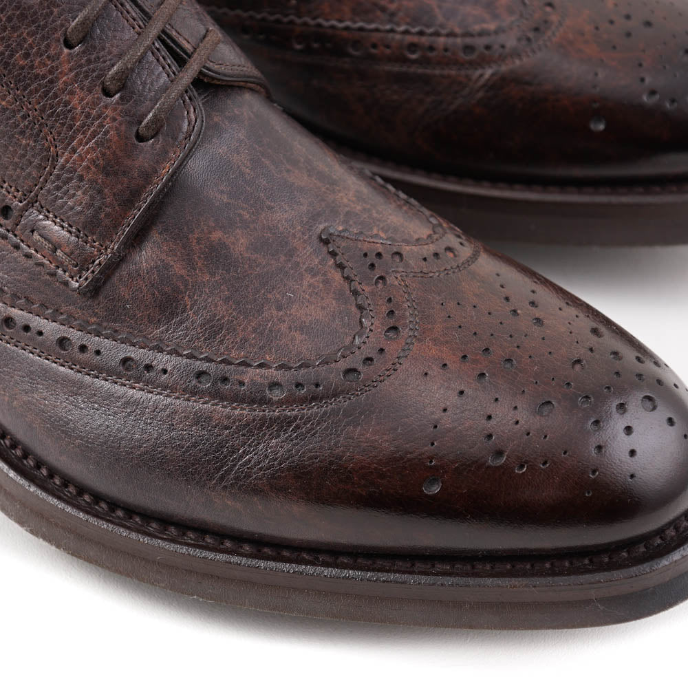 Santoni Wingtip Derby in Antiqued Brown - Top Shelf Apparel