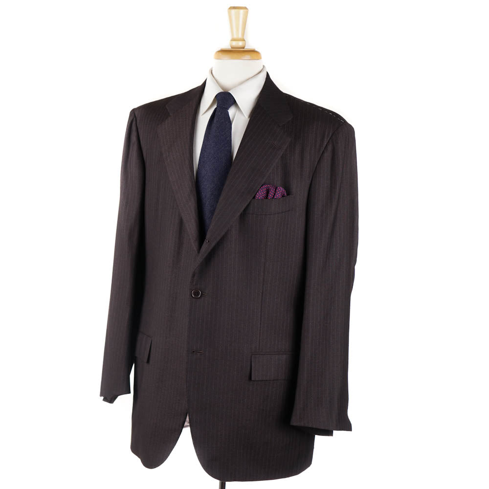 Kiton Chocolate Stripe Cashmere Suit - Top Shelf Apparel